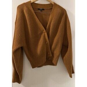 7 For all Mankind Women's Button Acrylic Blend Burnt Orange Cardigan Sweater SzM